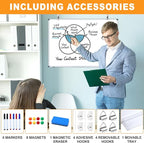 H-Qprobd White Board Dry Erase Whiteboard for Wall, 18"x24" Hanging Wall Mounted Magnetic Whiteboard Aluminium Frame for Home, Office, School, Kitchen