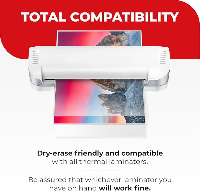 3MIL Thermal Laminating Sheets (150 Count) Letter Size, Photo, Card, Notecard, ID Badge and Business Card Sizes, Laminating Pouches, Compatible with Laminators, Crystal Clear Laminated Finish