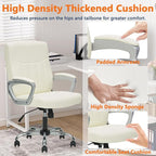 CLATINA Office Computer Desk Chair Executive Mid Back Chair Comfortable Ergonomic Managerial Chair Adjustable PU Leather Home Office Desk Chair Swivel, White 4PK