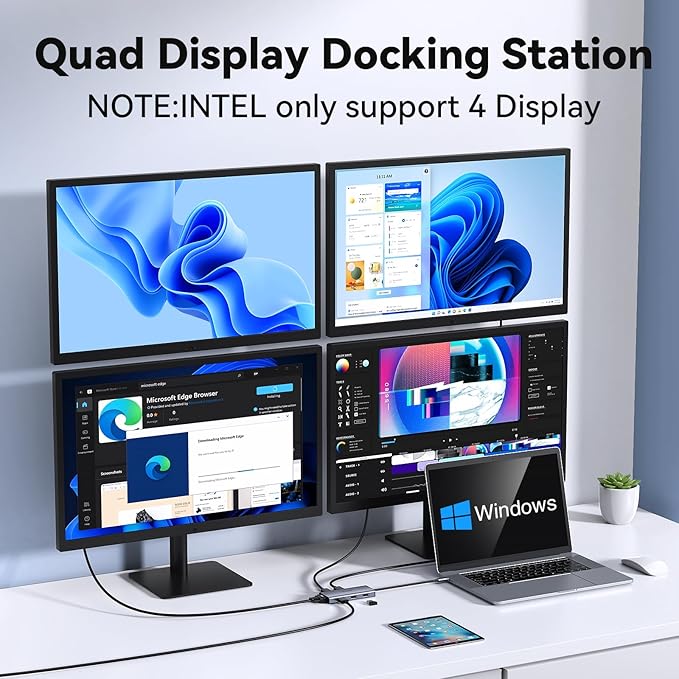 USB C to Dual HDMI Adapter,USB C Docking Station Dual Monitor Adapter for Dell/HP/Lenovo Laptop,iPhone 15,USB C Hub Dongle Multi Monitors Adapter with 2 HDMI Ports+Displayport DP Port+VGA+3 USB