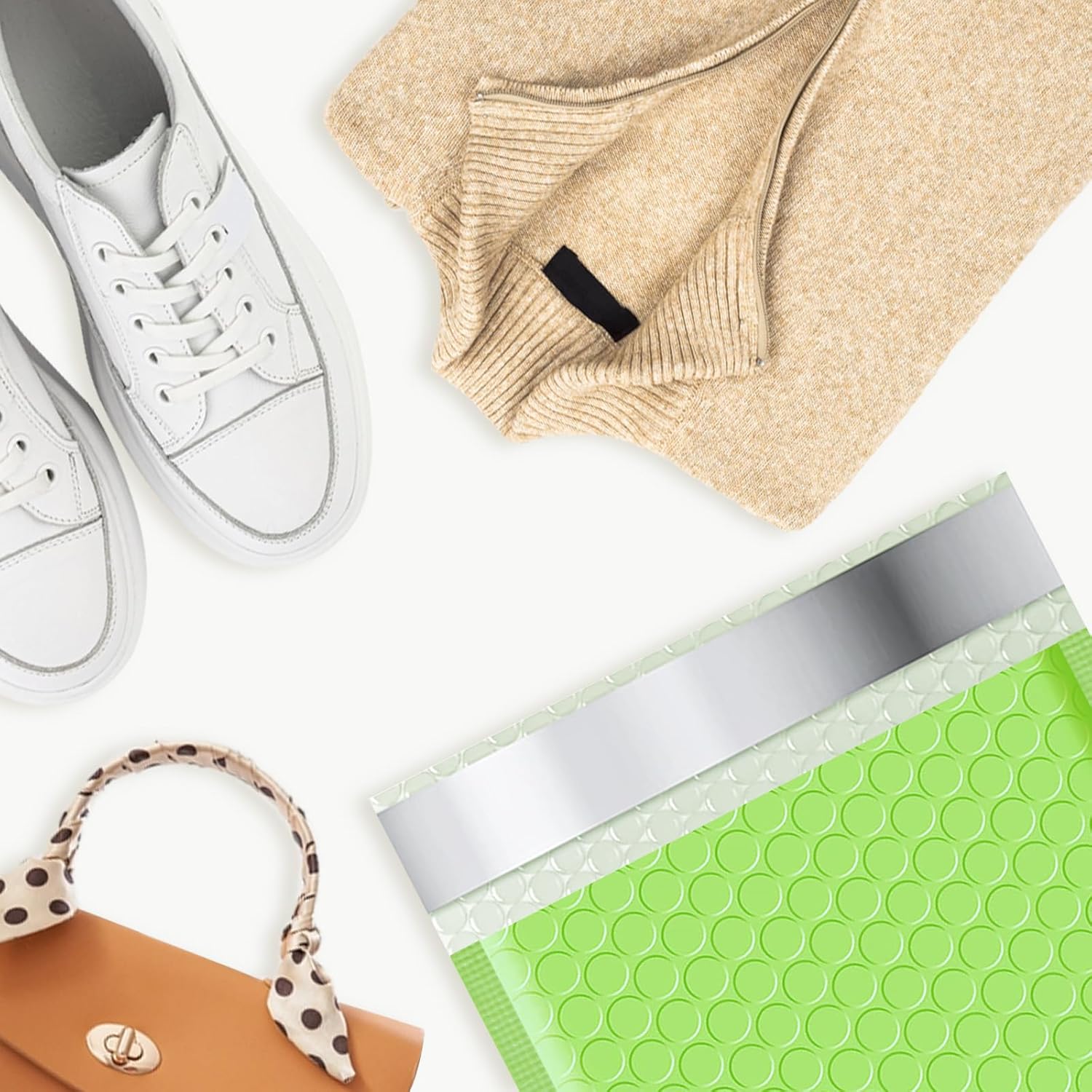 10.5x16 Poly Bubble Mailers #5 Padded Envelopes, 25Pcs Self Seal Mailing Envelopes Bubble Padded Mailers (Light Green)