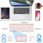 iClever BK10 Bluetooth Keyboard, Universal Bluetooth 5.1 Wireless Keyboard with Number Pad, Ergonomic Design, Multi-Device Compatibility, Stable Connection for Mac, iPad, iPhone, Android, Windows