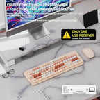 Wireless Keyboard and Mouse Combo, 2.4 GHz Wireless Full-Sized Typewriter Keyboard Mouse for Windows, Computer, Desktop, PC, Laptop (MilkTea)