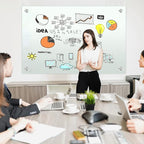 H-Qprobd Dry Erase White Board for Wall 72"x40" Magnetic Glass Frameless Whiteboard Mount for Home School Supplies or Home Office Decor, Includes 8 Magnets, 8 Markers and 2 Erasers