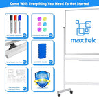 maxtek Rolling Whiteboard,72"x36" White Board with Stands Movable Dry Erase Board on Wheels, Large Double Sided Standing Whiteboard for Office School Classroom Presentation Supplies