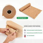 Honeycomb Packing Paper, HONSREO 15 Inches x 230 Feet Eco Friendly Recyclable Cushioning Material, Bubble Wrap for Moving Shipping Breakable Supplies with 20 Fragile Sticker Lables (Brown)