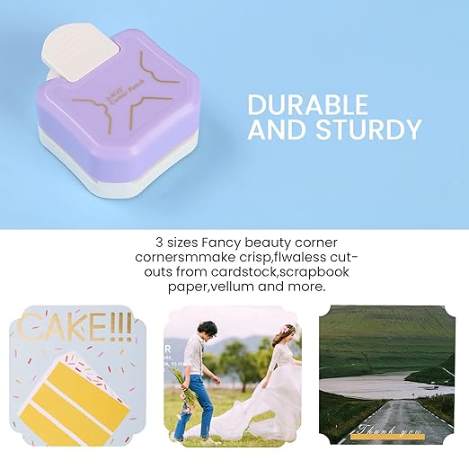 MyArTool 3 in 1 Beauty Shape Corner Punch, 3 Way Corner Paper Punch for Paper Crafts, Laminate, Cardstock, Business Card, DIY Projects, Photo, Card Making and Scrapbooking