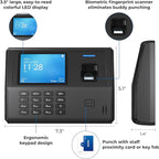 ANVIZ Time Clocks for Small Business Employees - No Monthly Fee No Software Required - Fingerprint Biometric Clock in and Out Machine - Right Out of The Box, Finger + RFID + Pin Punching