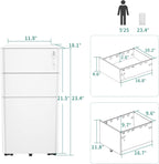YITAHOME 3-Drawer Metal Filing Cabinet Office Drawers with Keys, Compact Slim Portable File Cabinet, Pre-Built Office Storage Solution for A4/Letter/Legal, White