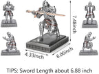 King's Guard Knight Pen Holder Pen Stand Desk Organizers and Accessories Resin Pencil Holder as Gift for Office and Home (Silver)