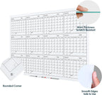 J&J worldwide Glass Whiteboard Yearly Calendar - 35" X 47" Large Wall Whitrboard - White Board Dry Erase Planner for Wall Home, School, Office