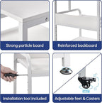 Printer Stand, 25.6" x 23.6" x 30.9" Extra Large Printer Table with Adjustable Storage Shelf, 3 Tier Rolling Printer Cart with Industrial Wheels for Home Office, White