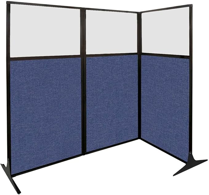 Versare Office Workstation Screen | Portable Wall Divider | Modern Cubicle | Freestanding Privacy Screen | Flexible Work Space | 2 Panels | 66" Wide x 70" Tall Beige SoundSorb Panels with Window