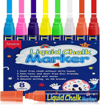 8 Pcs Liquid Chalk Markers - 7mm Assorted Colors, Washable Markers for Cars, Glass, Chalkboards, Posters, Business