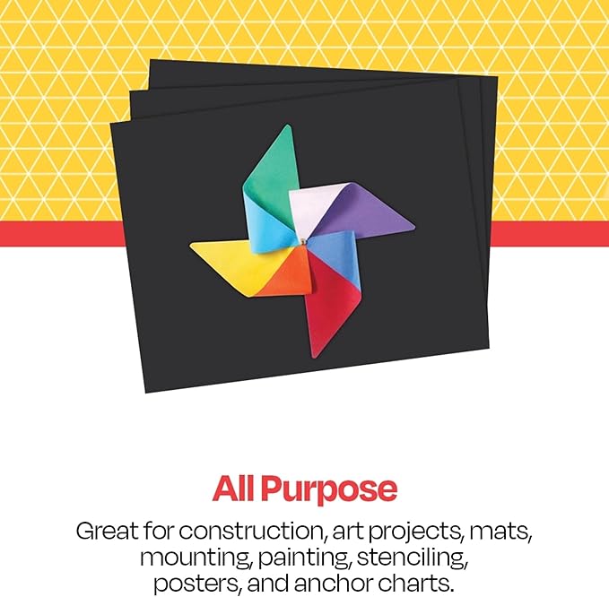 School Smart Railroad Poster Board Paper, 22 x 28 Inches, 6-Ply, Black, Pack of 25