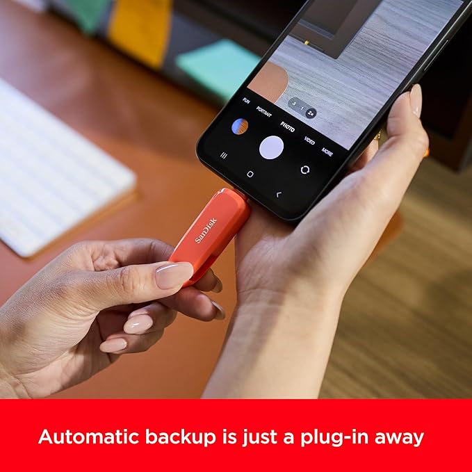 SanDisk 128GB Phone Drive for Android - The 2-in-1 USB for Smartphones, Tablets, and Computers - Thumb Drive with USB Type-C and Type-A Connectors, Yellow Daffodil - SDDDC6-128G-G46YD