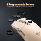 iRocks M31R Wireless Gaming Mouse, Triple Mode 2.4G/ Bluetooth/USB-C Detachable Cable Gaming Mouse, Kailh GM8.0 Switches, Advanced PixArt PAW3395 Optical Sensor, Up to 26,000 DPI - Light Buff Brown