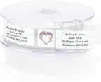 Floral Heart Wreath Rolled Address Labels with Elegant Plastic Dispenser