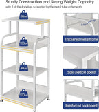 4 Tier White Printer Stand Table with Adjustable Shelves, Movable Printer Shredder Stand with Wheels for Home Office Storage and Organization, Rolling Cart for Computer Tower CPU