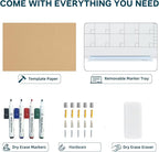 J&J worldwide Magnetic Whiteboard Calendar, 3' x 2' Glass Wall Calendar Dry Erase Board Monthly Planner for Home, School, Office, Frameless, with Markers, Marker Tray, Eraser, Magnets, 35 x 23 Inches