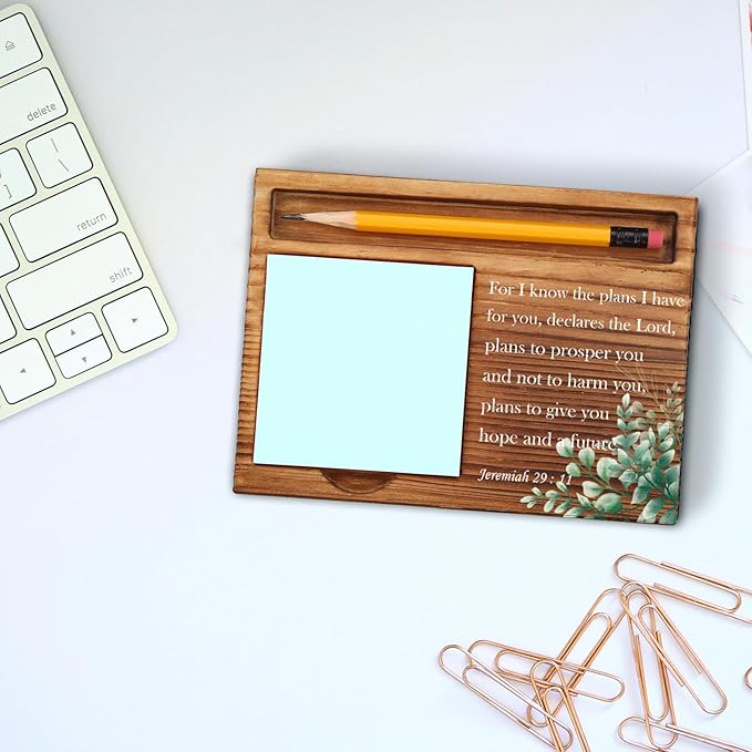 vizuzi Bible Verse Jeremiah 29 11 Christian Decor Sticky Note Holder Gifts for Women Men Prayer Coworkers Employees Friends Inspirational Positive Scripture Desk Self-Stick Note Pad Holders ZSS50