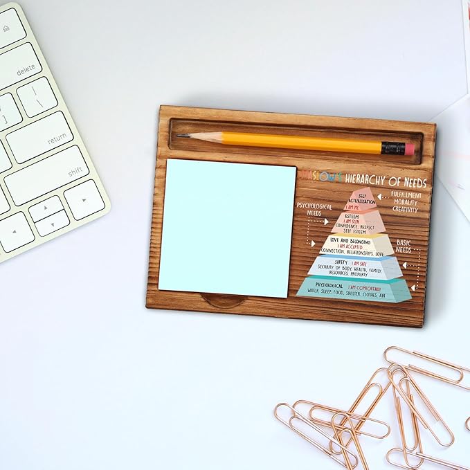 vizuzi Maslow's Hierarchy of Needs Sticky Note Holder, Maslow Needs Decor, Therapy Office Decor, School Counselor Psychologist Mental Health DBT Self-Stick Note Pad Holders ZSS47