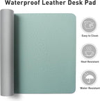 Aothia Leather Desk Pad Protector, Mouse Pad,Office Desk Mat, Non-Slip PU Leather Desk Blotter, Laptop Desk Pad, Waterproof Desk Writing Pad for Office and Home (36" x 17", Light Blue)