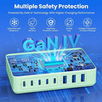 USB C Charger 300W USB C Charger Block 8-Ports GaN IV Fast Charging Station,PD 100W Laptop Charging Hub Wall Adapter Compatible with MacBook/Air,DELL,Steam Desk,iPhone 16/15/14,Galaxy S24 etc