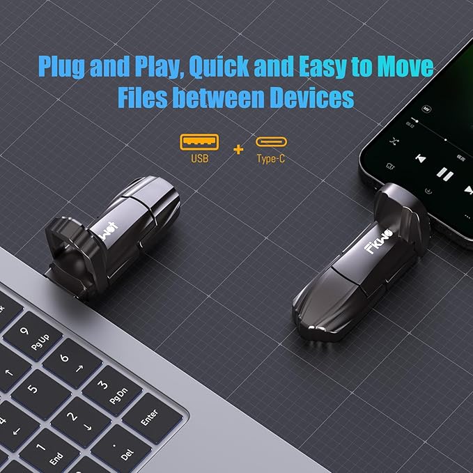 External SSD USB Flash Drive 1TB, Up to 550MB/s 2-in-1 Type C+ USB A USB3.2 Gen2 Solid State Thumb Drive SSD Stick for iPhone 15/16/Android/Windows/Mac/PC/Laptops