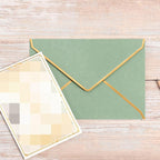 50 Pack A4 Envelopes Sage Green 4x6 Self-Adhesive V Flap Envelopes with Gold Border for Office, Wedding Gift Cards, Invitations, Graduation, Baby Shower, Parties (4.25x6.25 inches)