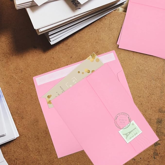 70 Packs A4 Envelope, Pink A4 Envelopes, 4x6 Photo Envelopes for Invitations, Envelopes Self Seal for Weddings, Baby Shower, Photos, Postcards, Greeting Cards, Mailing