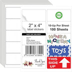 2x4 Label Stickers, 1000 Matte Printable Sticker Labels for Address Labels, Mailing Labels, Shipping Labels, Sticker Making, 8.5 x 11 Label Sheets for Lase Inkjet Printer, 10 Up Per Sheet, 100 Sheets