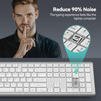 TECKNET Bluetooth Keyboard Rechargeable, 4-Device Free Switching (2.4G+BT), Ultra-Slim Full Size Wireless Keyboard, Quiet Typing, for PC/Laptop/Smart TV/Phone, Adjustable Stand, 12 Multimedia Keys