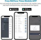 NGTeco Time Clocks for Employees Small Business, W3 2.4GHz WiFi Biometric Fingerprint Time Card Machine, Office Punch Clock Automatic in and Out with iOS/Android App No Monthly Fees