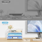 Subekyu 3 Tier Letter Tray Paper Organizer with Handle, 1 PC Sliding Tray, White Metal Mesh Desk File Folder Paper Sorter Organizer for Home Office School Desk Supplies Organization Storage