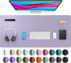 Aothia Leather Desk Pad - Protector and Blotter, Mouse Pad and Office Mat, Non-Slip PU Leather Laptop Desk Pad, Waterproof Writing Pad for Office and Home (36" x 17", Lavender)