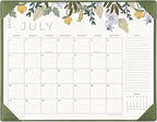Desk Calendar 2025-2026 with Desktop Mat, Cabbrix Large Desk Pad Calendar 22 x 17 Inch Runs From July 2025 to December 2026, Floral Design Calendar 2025 for Home School and Office (Green)
