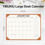 Desk Calendar 2025-2026 with Desktop Mat, 22x17 inch Large Desk Pad Calendar July 2025 to June 2026, Big Desk Planner for Home Office and School, Brown