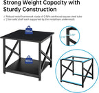 2 Tier Large Printer Stand, 23.6 x 23.6 x 22.6 Inches Square Printer Table with Storage Shelf, Rolling Printer Cart with Industrial Wheels for Home Office, Mini Fridge Stand Table - Black
