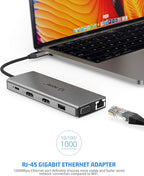 TOTU 13-in-1 USB-C Hub with Ethernet, 4K HDMI, VGA, PD, SD/TF Cards Reader, Mic/Audio Docking Station for MacBook Pro Air XPS and Other USB-C Laptops