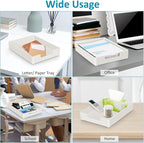 Letter Tray/Paper Tray Organizer for Desk/Stackable Letter Tray Paper Holder File Organizer for Office Supplies School Home Desk Accessories (White) 2Pcs