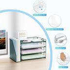 Spacrea Paper Organizer, Desk Organizers and Accessories for Desk with File organizer, Desk Accessories & Workspace Organizers for Office Supplies (Dark Green)