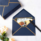 50 Pack Navy Blue A6 Envelopes 4x6 Self-Adhesive V Flap Envelopes with Gold Border for Office, Wedding Gift Cards, Invitations, Graduation, Baby Shower, Parties (4.75x6.5 inches)