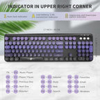 Wireless Keyboard and Mouse Combo, 2.4 GHz Wireless Full-Sized Typewriter Keyboard with Round Keycaps for Windows, Computer, Desktop, PC, Laptop (BlackPurple)