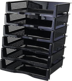 Ggbin 6 Tier Desktop A4 Paper Storage Tray, Stackable File Organizer Trays, Black