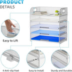 Marbrasse Paper Organizer Letter Tray, 5 Tier Mesh File Organizer with Handle, Paper Sorter Desk Organizer for Home Office Supplies - White