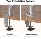 Suptek Single Monitor Mount Stand,Gas Spring Monitor Arm Desk Mount Fully Adjustable for 17 20 22 23 24 26 27 inch Monitors Weight Capacity up to 13.2 lbs (Silver)