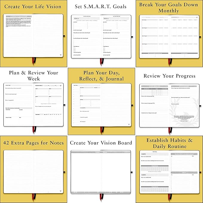 The Phoenix Journal - Best Daily Goal Planner, Organizer, & Calendar for Goal Setting, Gratitude, Happiness, & Productivity - Vision Board & Habit Tracking - 12 Weeks, Undated, Hardcover (Executive)