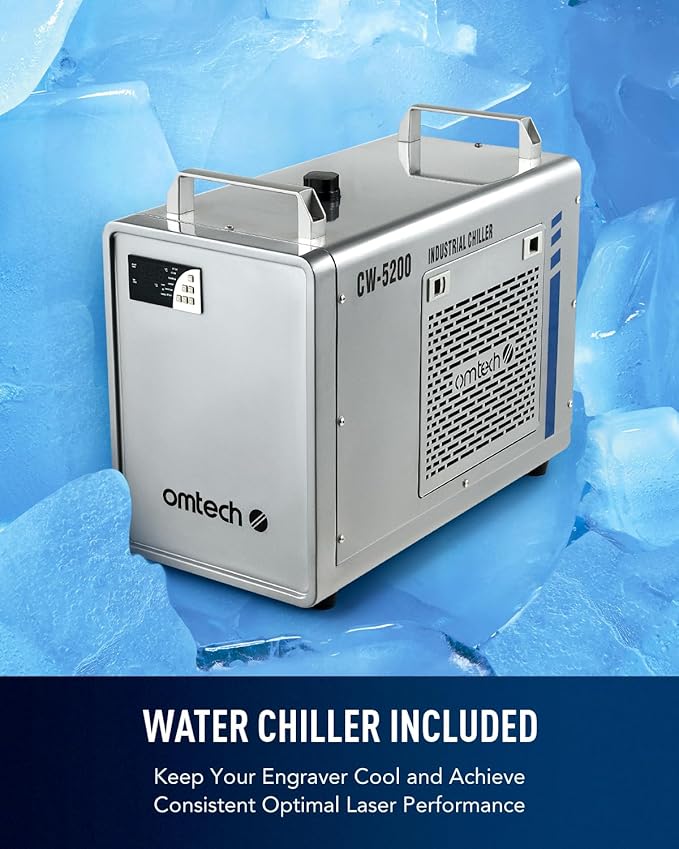 OMTech 150W CO2 Laser Engraver with LightBurn & Water Chiller, 63" x 40" Laser Engraving Cutting Machine with Autofocus Autolift 3 Way Pass Air Assist, Laser Cutter for Wood Glass Acrylic More