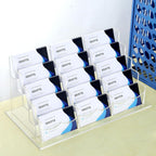 Acrylic Business Card Holder for Desk Multiple Business Card Holders Business Card Organizer Business Card Display Rack Clear Plastic Business Card Stand for Home Office (15 Slots)